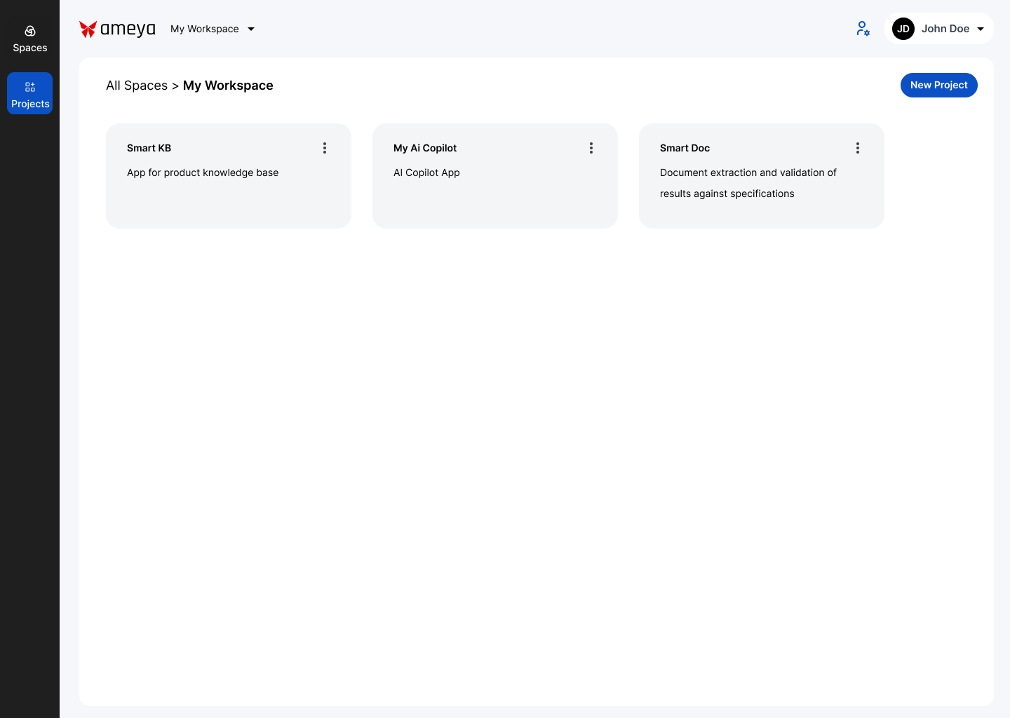 Ameya Spaces and Projects